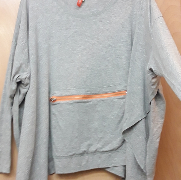 Molly Ades Maternity Grey Zip Nursing Dolman Top - Picture 1 of 6